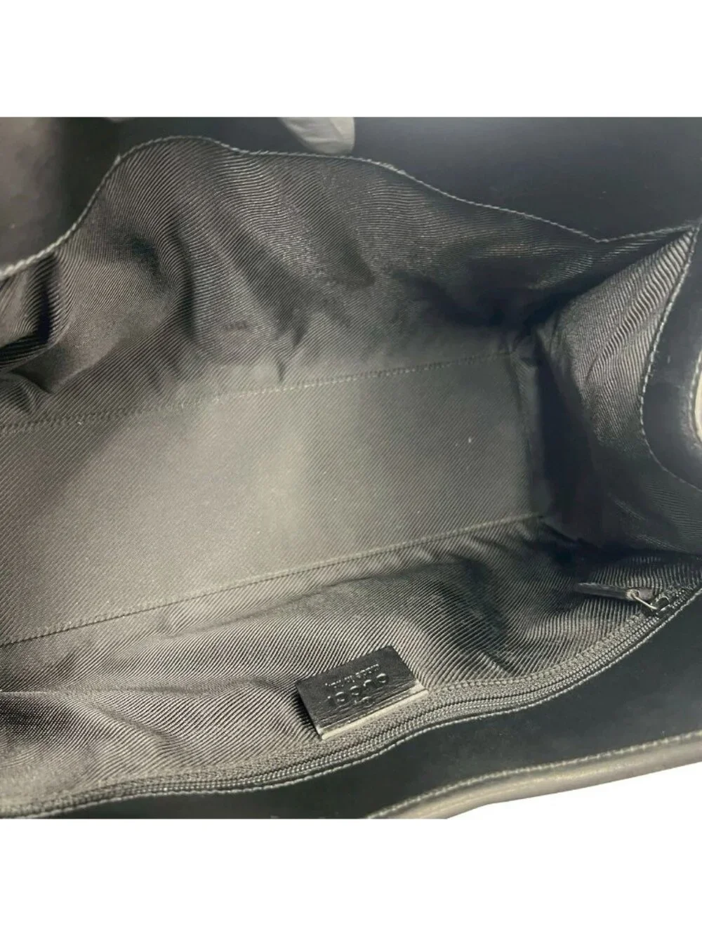 Gucci Jackie Logo GG Pattern Canvas Leather Tote Shoulder Bag Black - Picture 9 of 10